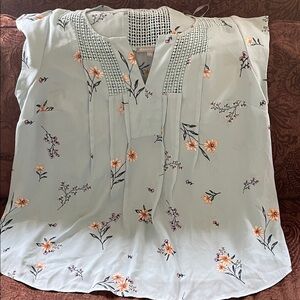 Daniel Rainn Light Blue Floral Blouse